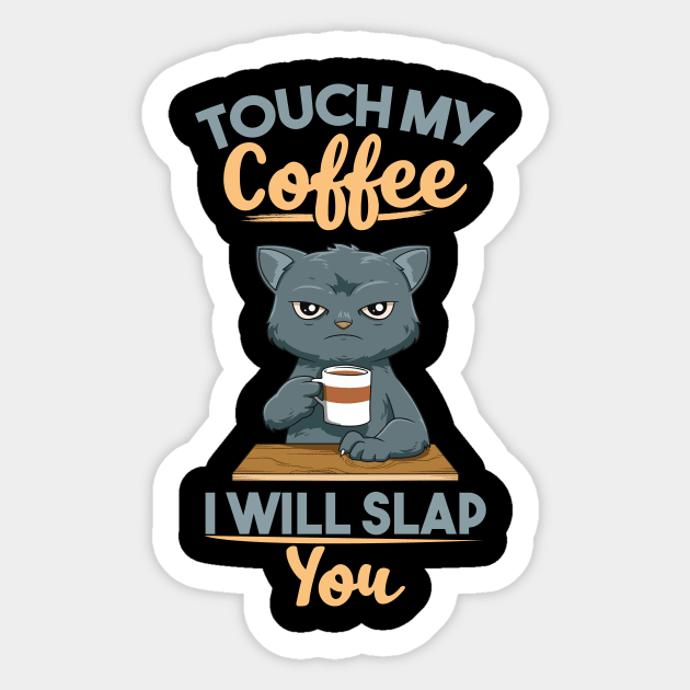 Funny Angry Cat Coffee Lover Feline Morning Animal Sticker by melostore